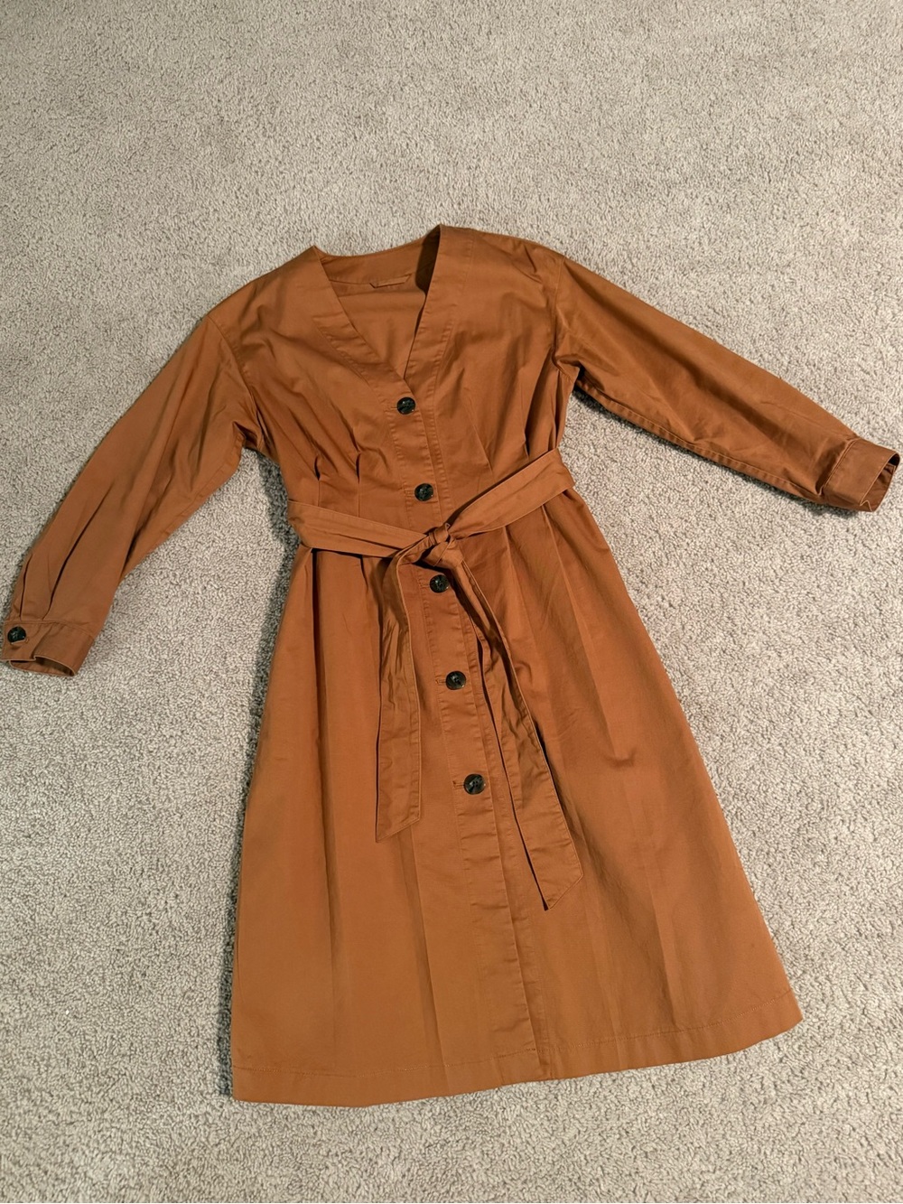 Uniqlo Brown A-Line Midi Dress pockets